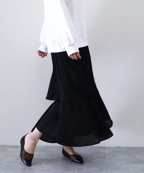 archives（アルシーヴ）の「プリーツティアードスカート（スカート・レディース・ブルー/ブラック/ピンクベージュ/ベージュ/グリーン・MEDIUM）」の12枚目の写真