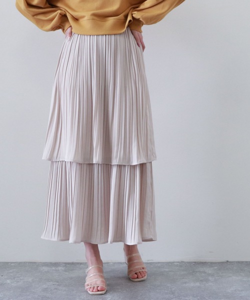 archives（アルシーヴ）の「プリーツティアードスカート（スカート・レディース・ブルー/ブラック/ピンクベージュ/ベージュ/グリーン・MEDIUM）」の14枚目の写真