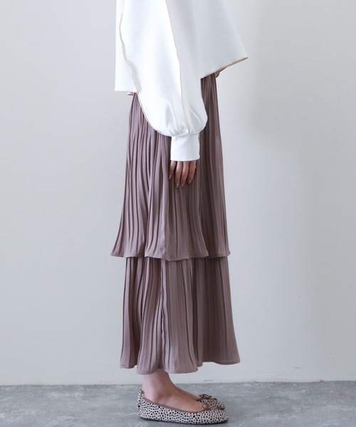 archives（アルシーヴ）の「プリーツティアードスカート（スカート・レディース・ブルー/ブラック/ピンクベージュ/ベージュ/グリーン・MEDIUM）」の16枚目の写真