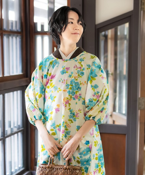 KIMONOMACHI オリジナル 割烹着 ロング丈 日本製 普段使いに、誕生日