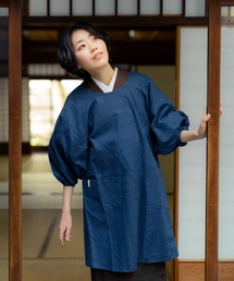 KIMONOMACHI（キモノマチ）の「KIMONOMACHI オリジナル 割烹着 ロング丈 日本製 普段使いに、誕生日、母の日ギフトに（エプロン）」