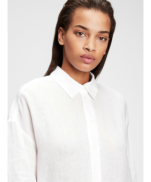 ギャップ　GAP リネン　シャツ　2枚セット　ホワイト　ベージュ　美品　麻　長袖 GAP（ギャップ）の「オーバーサイズ リネン シャツ（シャツ