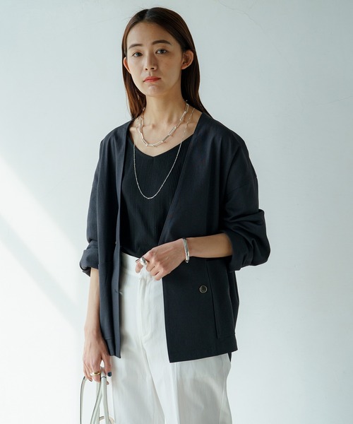大人気新品  LOUNGEDRESS（ラウンジドレス）の「リネンノーカラージャケット ジャケット・アウター