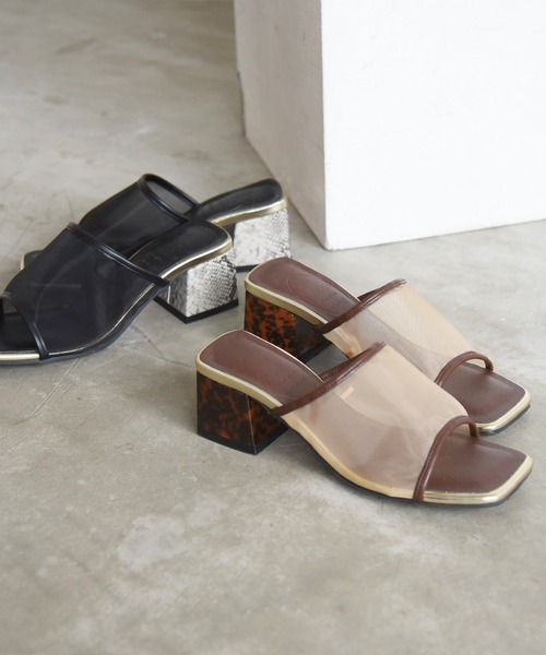 NOFALL（ノーフォール）の「シアースクエアデザインヒールサンダル（サンダル・レディース・ホワイト/ブラック/ダークブラウン/グレイッシュベージュ・SS/S/M/L/LL/3L）」の3枚目の写真