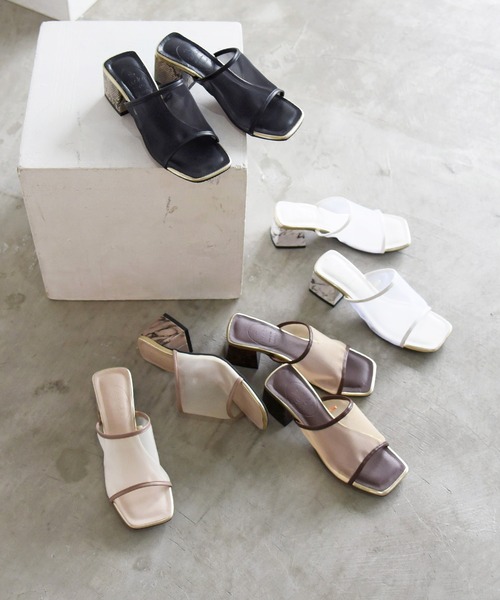 NOFALL（ノーフォール）の「シアースクエアデザインヒールサンダル（サンダル・レディース・ホワイト/ブラック/ダークブラウン/グレイッシュベージュ・SS/S/M/L/LL/3L）」の2枚目の写真