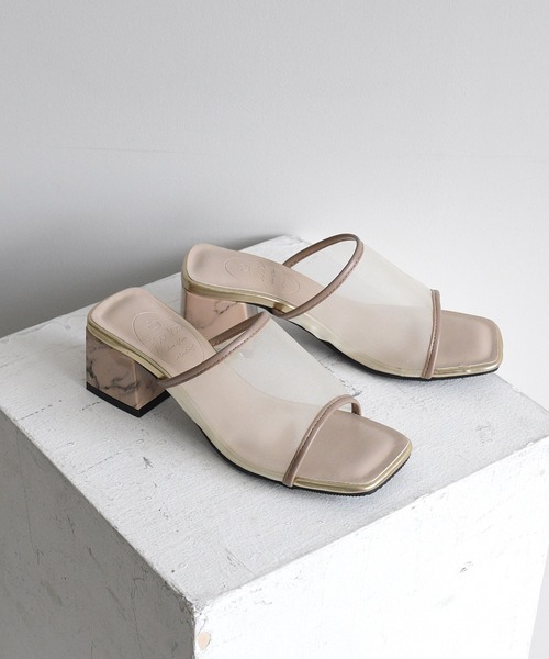 NOFALL（ノーフォール）の「シアースクエアデザインヒールサンダル（サンダル・レディース・ホワイト/ブラック/ダークブラウン/グレイッシュベージュ・SS/S/M/L/LL/3L）」の4枚目の写真