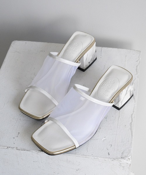 NOFALL（ノーフォール）の「シアースクエアデザインヒールサンダル（サンダル・レディース・ホワイト/ブラック/ダークブラウン/グレイッシュベージュ・SS/S/M/L/LL/3L）」の19枚目の写真