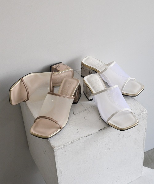 NOFALL（ノーフォール）の「シアースクエアデザインヒールサンダル（サンダル・レディース・ホワイト/ブラック/ダークブラウン/グレイッシュベージュ・SS/S/M/L/LL/3L）」の13枚目の写真