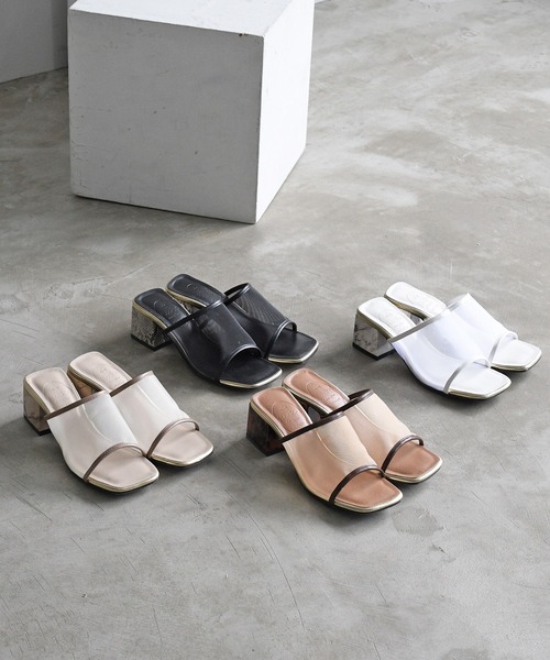 NOFALL（ノーフォール）の「シアースクエアデザインヒールサンダル（サンダル・レディース・ホワイト/ブラック/ダークブラウン/グレイッシュベージュ・SS/S/M/L/LL/3L）」の12枚目の写真