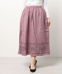Samansa Mos2 | 夏のお花とスカラップ刺繍スカート(スカート)