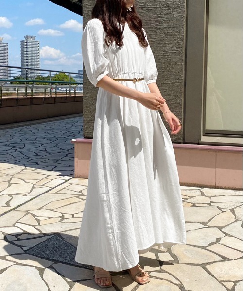 apres jour（アプレジュール）の「バックリボンパフワンピース【ZOZOTOWN限定アイテム】（ワンピース・レディース・オフホワイト/ブラック/ベージュ・フリー/X-LARGE）」の9枚目の写真