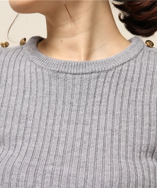ELFORBR（エルフォーブル）の「ワイドリブボートネックプルオーバー（ニット/セーター・レディース・グレー/ネイビー・MEDIUM）」の10枚目の写真