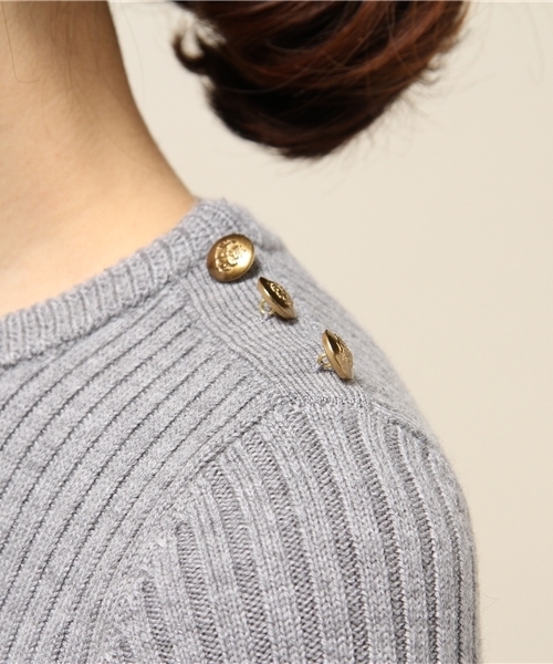 ELFORBR（エルフォーブル）の「ワイドリブボートネックプルオーバー（ニット/セーター・レディース・グレー/ネイビー・MEDIUM）」の4枚目の写真