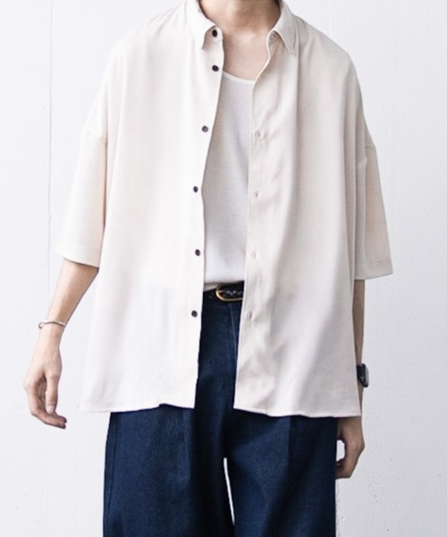 EDDEN ELLEN（エデンエレン）の「【EDDEN ELLEN】ドレープルーズシャツ（シャツ/ブラウス・メンズ・ナチュラル/サックスブルー/ブラック/ライトグレー/ネイビー/ホワイト/チャコールグレー・SMALL/MEDIUM/LARGE/X-SMALL）」の5枚目の写真