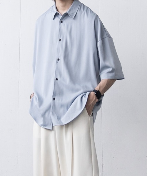 EDDEN ELLEN（エデンエレン）の「【EDDEN ELLEN】ドレープルーズシャツ（シャツ/ブラウス・メンズ・ナチュラル/サックスブルー/ブラック/ライトグレー/ネイビー/ホワイト/チャコールグレー・SMALL/MEDIUM/LARGE/X-SMALL）」の7枚目の写真