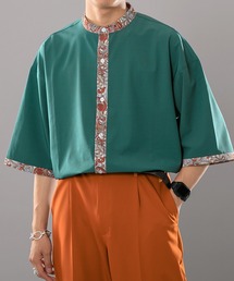 総柄クレリックトロミシャツ