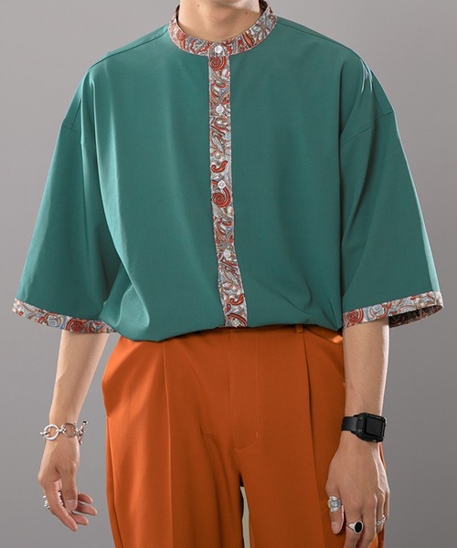 kutir（クティール）の「総柄クレリックトロミシャツ（シャツ/ブラウス・メンズ・ブラック/ダークグリーン・MEDIUM/LARGE）」の13枚目の写真