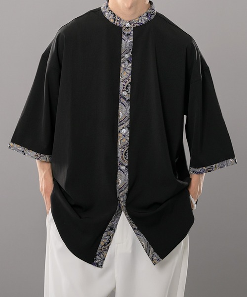 kutir（クティール）の「総柄クレリックトロミシャツ（シャツ/ブラウス・メンズ・ブラック/ダークグリーン・MEDIUM/LARGE）」の14枚目の写真