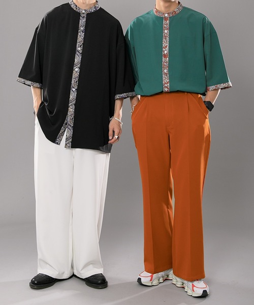 kutir（クティール）の「総柄クレリックトロミシャツ（シャツ/ブラウス・メンズ・ブラック/ダークグリーン・MEDIUM/LARGE）」の11枚目の写真