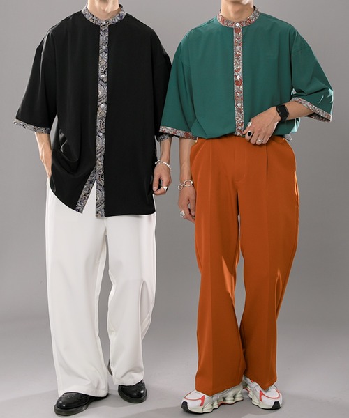 kutir（クティール）の「総柄クレリックトロミシャツ（シャツ/ブラウス・メンズ・ブラック/ダークグリーン・MEDIUM/LARGE）」の17枚目の写真