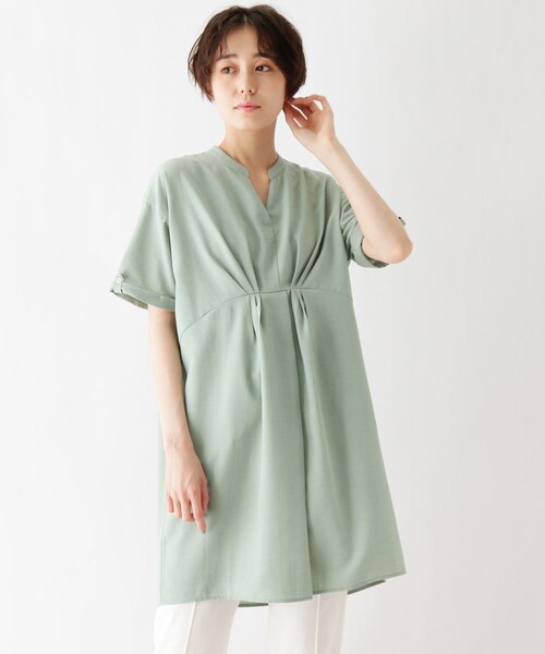 DRESKIP（ドレスキップ）の「◆スキッパーチュニックワンピース（チュニック・レディース・オフホワイト/ネイビー/グリーン系・04/03/02）」の2枚目の写真