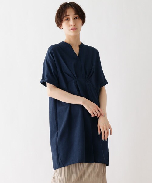 DRESKIP（ドレスキップ）の「◆スキッパーチュニックワンピース（チュニック・レディース・オフホワイト/ネイビー/グリーン系・04/03/02）」の3枚目の写真