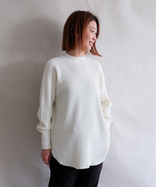 MANASTASH(マナスタッシュ)の「MANASTASH/マナスタッシュ W's HEAVY SNUG THERMAL MOCK NECK ウィメンズ ヘビースナッグサーマル モックネック(Tシャツ/カットソー・レディース・ナチュラル/ブラック/ベージュ/ブラウン・MEDIUM)」の4枚目の写真