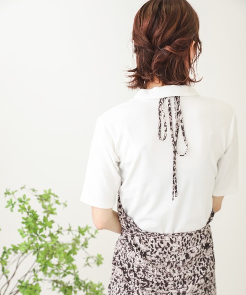 SENSE OF PLACE by URBAN RESEARCH（センスオブプレイスバイアーバンリサーチ）の「ポロカラーリブショートトップ（Tシャツ/カットソー・レディース・ライトブルー/ブラック/オフホワイト・ONE）」の16枚目の写真