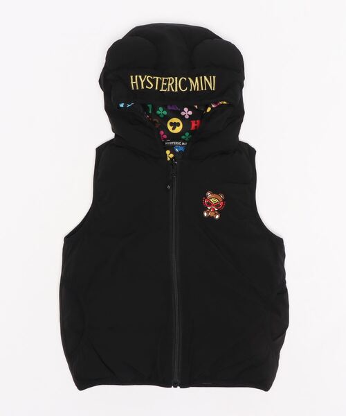 HYSTERIC MINI（ヒステリックミニ）の「TEDDY MINI MONOGRAM総柄中綿入りベスト（ベスト・キッズ・ブラック/ピンク/ブラウン・MEDIUM）」の2枚目の写真