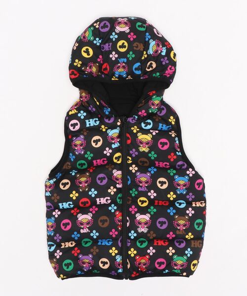 HYSTERIC MINI（ヒステリックミニ）の「TEDDY MINI MONOGRAM総柄中綿入りベスト（ベスト・キッズ・ブラック/ピンク/ブラウン・MEDIUM）」の5枚目の写真
