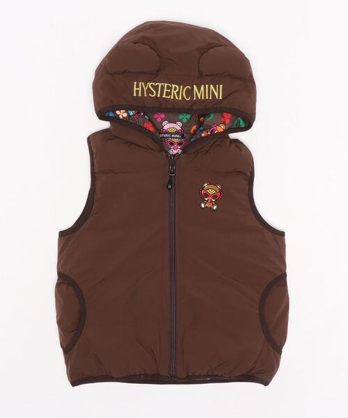 HYSTERIC MINI（ヒステリックミニ）の「TEDDY MINI MONOGRAM総柄中綿入りベスト（ベスト・キッズ・ブラック/ピンク/ブラウン・MEDIUM）」の8枚目の写真