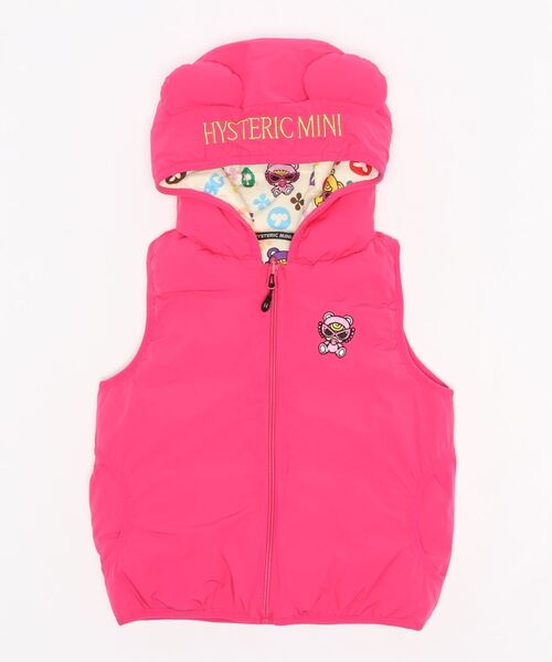 HYSTERIC MINI（ヒステリックミニ）の「TEDDY MINI MONOGRAM総柄中綿入りベスト（ベスト・キッズ・ブラック/ピンク/ブラウン・MEDIUM）」の9枚目の写真