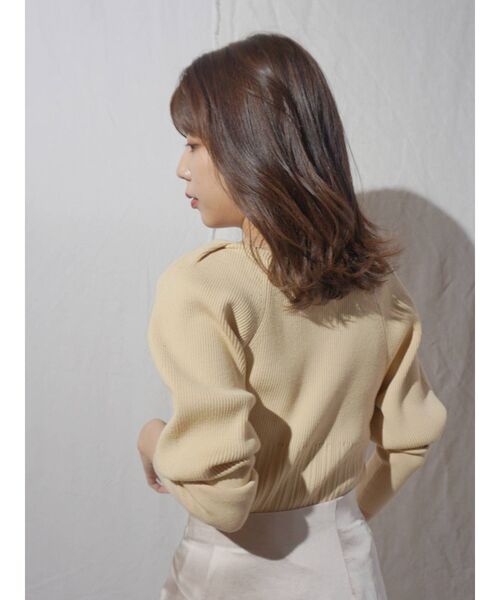 MERCURYDUO（マーキュリーデュオ）の「タックショルダーチェンジリブニット（ニット/セーター・レディース・オフホワイト/ブラック/イエロー/ラベンダー・FREE）」の11枚目の写真