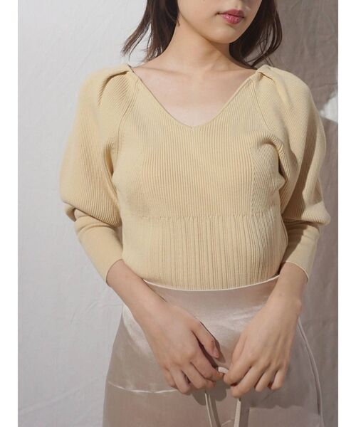 MERCURYDUO（マーキュリーデュオ）の「タックショルダーチェンジリブニット（ニット/セーター・レディース・オフホワイト/ブラック/イエロー/ラベンダー・FREE）」の12枚目の写真