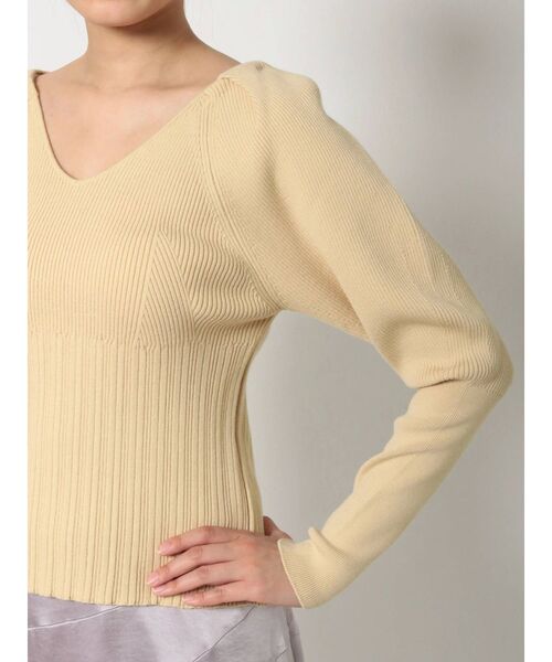 MERCURYDUO（マーキュリーデュオ）の「タックショルダーチェンジリブニット（ニット/セーター・レディース・オフホワイト/ブラック/イエロー/ラベンダー・FREE）」の17枚目の写真