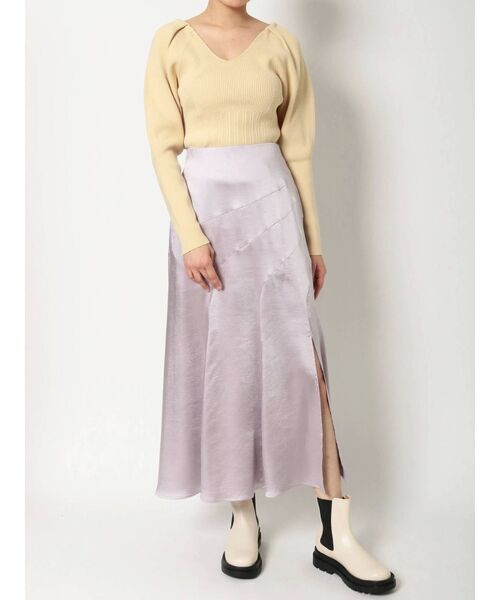 MERCURYDUO（マーキュリーデュオ）の「タックショルダーチェンジリブニット（ニット/セーター・レディース・オフホワイト/ブラック/イエロー/ラベンダー・FREE）」の19枚目の写真