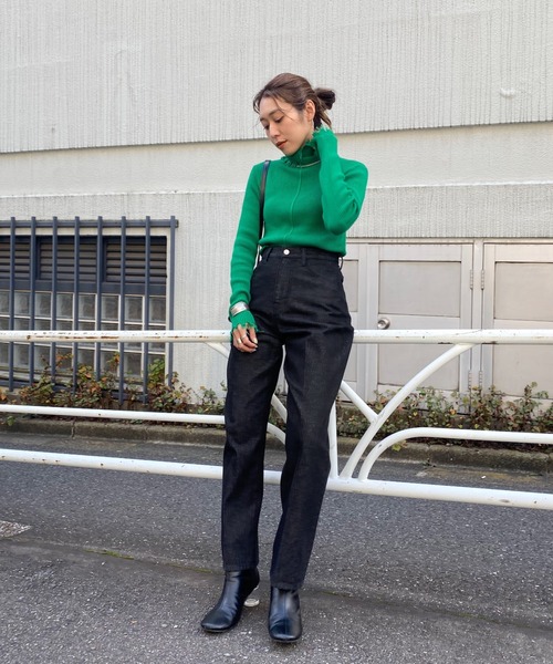 WHO'S WHO gallery（フーズフーギャラリー）の「ダメージスライドリブニット（ニット/セーター・レディース・ブラック/オフホワイト/ライム/オレンジ/ブルー/グリーン・FREE）」の16枚目の写真