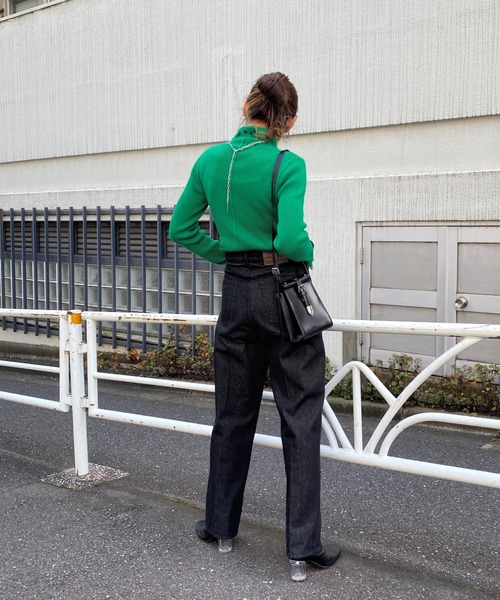 WHO'S WHO gallery（フーズフーギャラリー）の「ダメージスライドリブニット（ニット/セーター・レディース・ブラック/オフホワイト/ライム/オレンジ/ブルー/グリーン・FREE）」の17枚目の写真