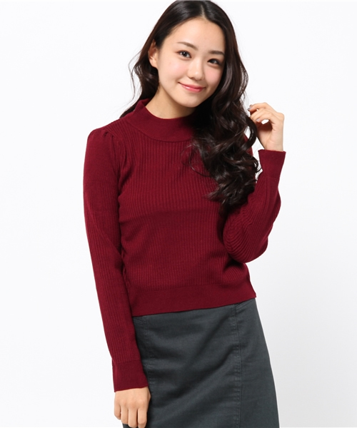 one after another NICE CLAUP（ワンアフターアナザーナイスクラップ）の「プチハイネックプルオーバーリブ無地（ニット/セーター・レディース・オフホワイト/サックスブルー/パープル/クリーム/ネイビー/ブラック・FREE）」の3枚目の写真