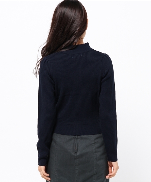 one after another NICE CLAUP（ワンアフターアナザーナイスクラップ）の「プチハイネックプルオーバーリブ無地（ニット/セーター・レディース・オフホワイト/サックスブルー/パープル/クリーム/ネイビー/ブラック・FREE）」の9枚目の写真