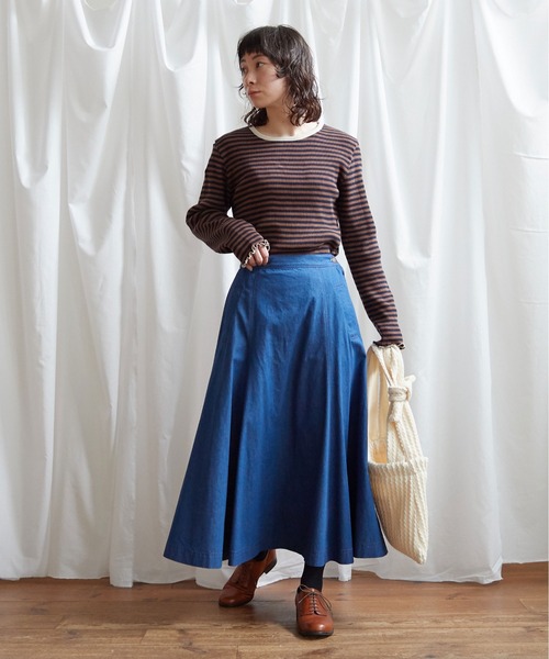 Lene（レネ）の「5oz デニム サーキュラースカート（スカート・レディース・ブルー/ネイビー・FREE）」の8枚目の写真