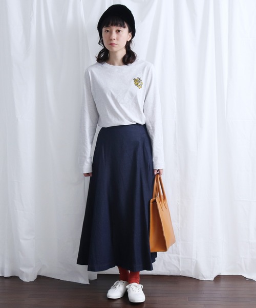Lene（レネ）の「5oz デニム サーキュラースカート（スカート・レディース・ブルー/ネイビー・FREE）」の3枚目の写真