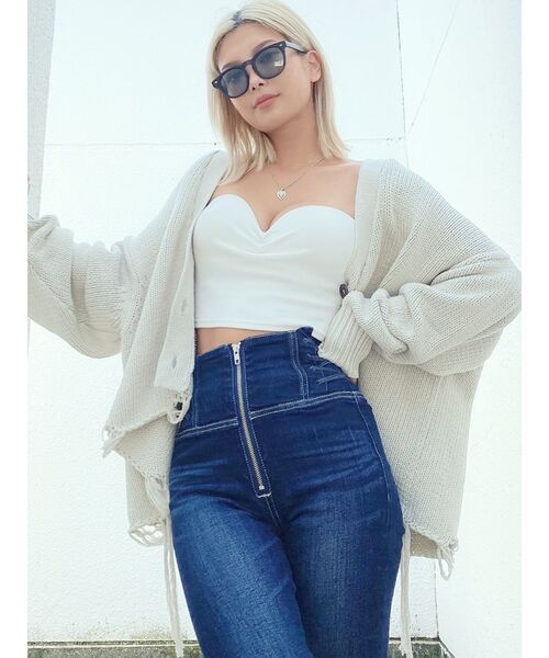 GYDA（ジェイダ）の「ダメージLOOSE ニット カーディガン（カーディガン/ボレロ・レディース・チャコールグレー/アイボリー・FREE）」の15枚目の写真