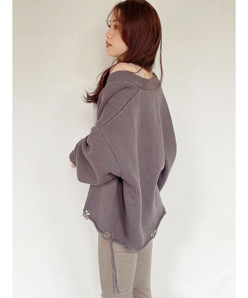 GYDA（ジェイダ）の「ダメージLOOSE ニット カーディガン（カーディガン/ボレロ・レディース・チャコールグレー/アイボリー・FREE）」の20枚目の写真