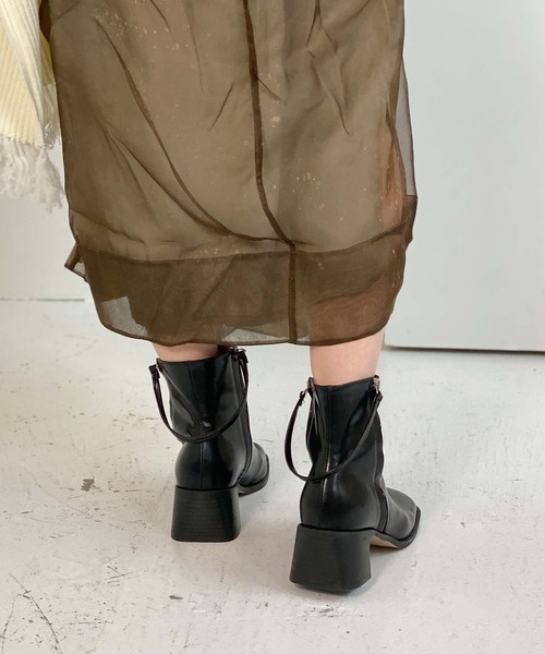 chuclla（チュクラ）の「W-zip square toe boots chs21a005（ブーツ・レディース・ブラック・37/40/36/39/38）」の4枚目の写真