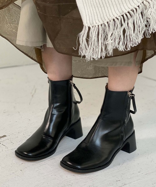 chuclla（チュクラ）の「W-zip square toe boots chs21a005（ブーツ・レディース・ブラック・37/40/36/39/38）」の2枚目の写真