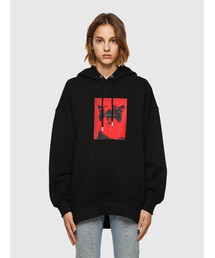 DIESEL | レディース サステナブル パーカー プルオーバー ビッグシルエット キャットプリント(パーカー)