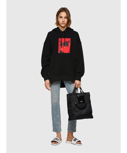 DIESEL（ディーゼル）の「レディース サステナブル パーカー プルオーバー ビッグシルエット キャットプリント（パーカー・レディース・ホワイト/ブラック・SMALL/XX-SMALL/X-SMALL/MEDIUM）」の11枚目の写真
