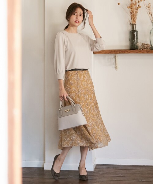 ANY SIS(エニィスィス)の「【洗える】フローラルシアージャガード スカート(スカート・レディース・黄土色系4/イエロー系4・1/2/3)」の10枚目の写真