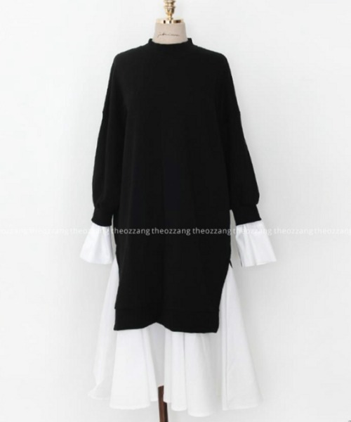 e&t(イーアンドティ)の「シャツレイヤードドッキングワンピース(ワンピース・レディース・ブラック・M/L/XL)」の8枚目の写真